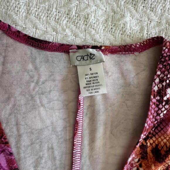 Vintage Cache Snakeskin Print Bodycon Wrap Style Dress Size S - Picture 5 of 10